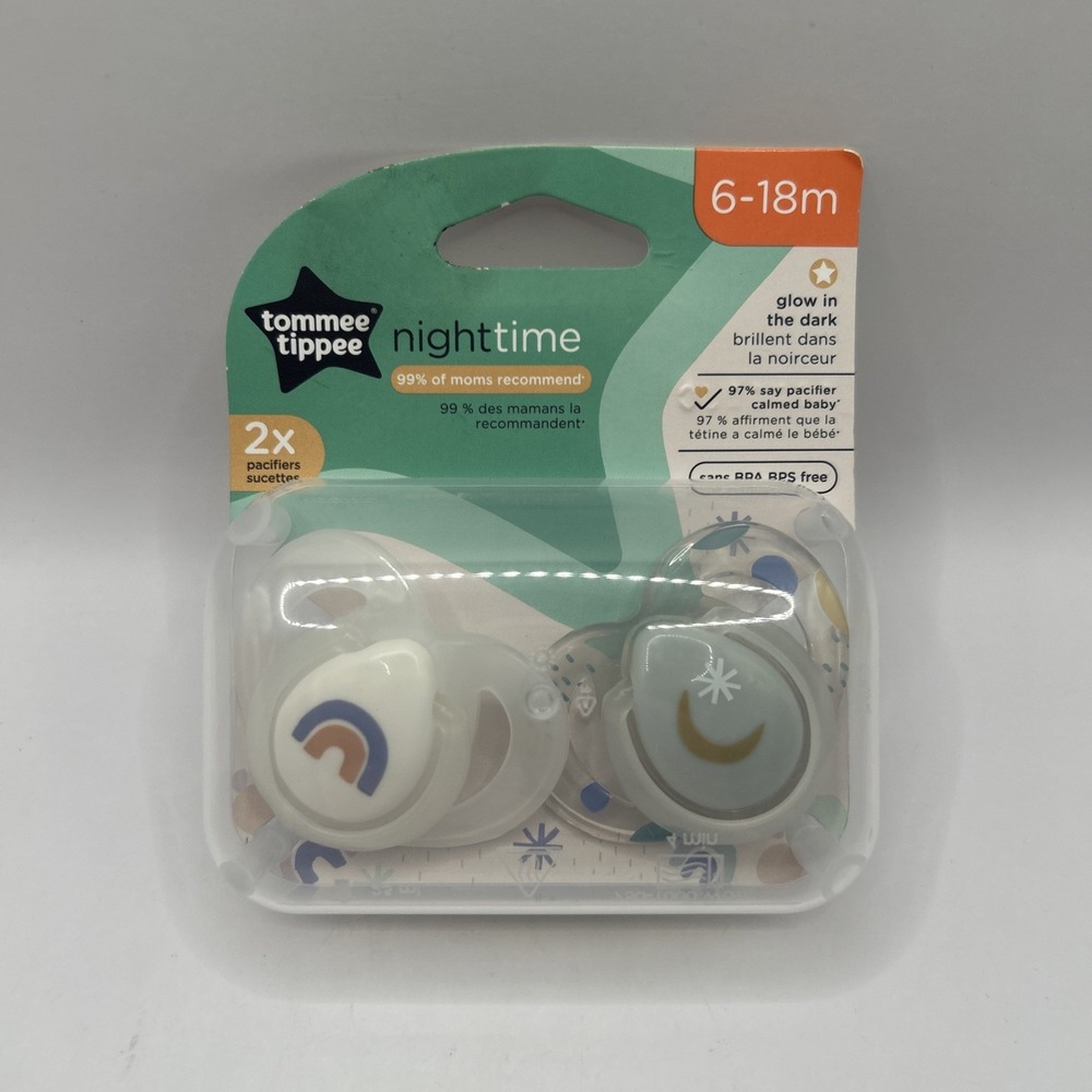 Tommee Tippee Nighttime Glow in the Dark Pacifier BPA Free 2 pack 6 - 18m